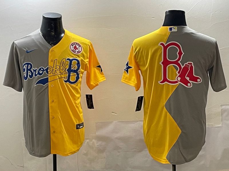 Men Boston Red Sox Blank Grey Yellow Game 2025 Nike MLB Jersey style 4->boston red sox->MLB Jersey